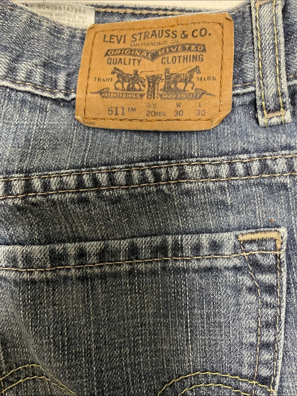 Men’s Authentic Straight Leg Jeans Levi's 511 Medium Blue Wash 5 Pkt Sz 30/30